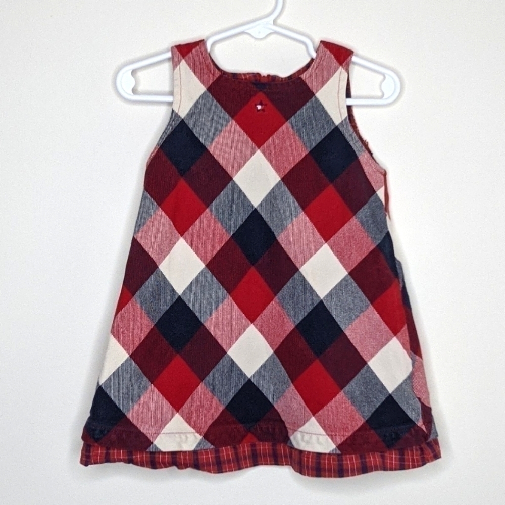 Tommy Hilfiger Plaid Jumper Dress Patriotic USA 18-24m
